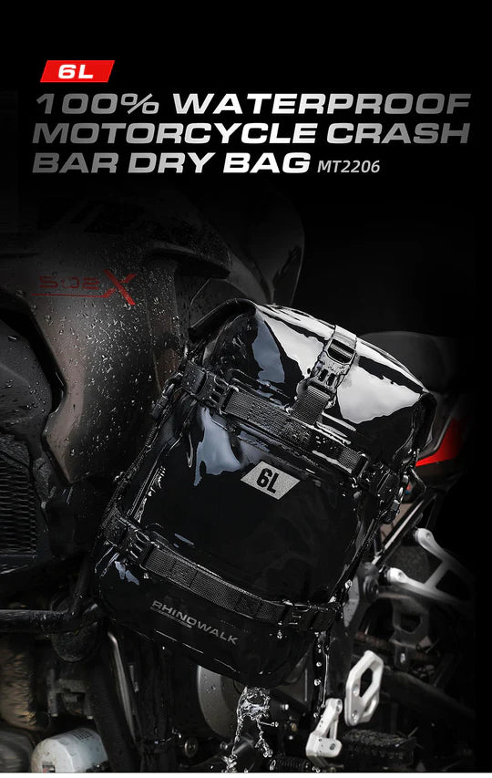 Rhinowalk Crash Bar Dry Bags Waterproof Motorcycle Bag for Crash Bar Motorbike Bumper Bag for Tail Side Seat Motorcycle Pack (Black) (MT2206)